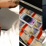 Sheggz receives a welcome home gift from his FC in the form of an iPhone 14 and two million naira in cash.