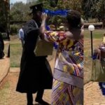 Boy humiliates ecstatic mother who rushed to him with ribbon on graduation day, claiming she was embarrassing him (Video)