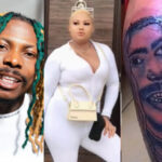 Nigeria: "This one na ashabi"- Reactions as Lady tattoos Asake's face on her body