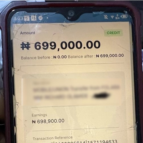 deposited N698,000 into his bank account