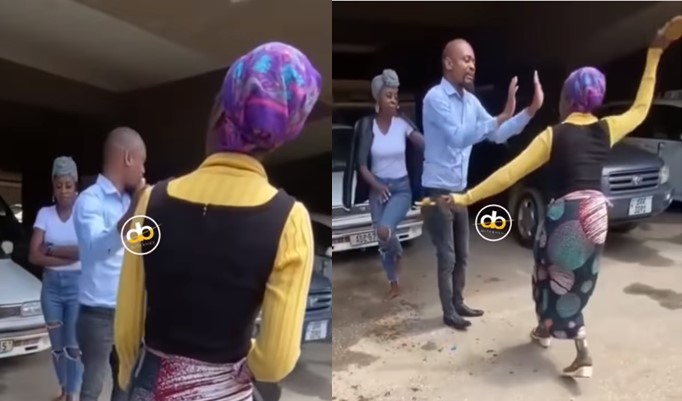 A woman caught her husband with his side chic in public