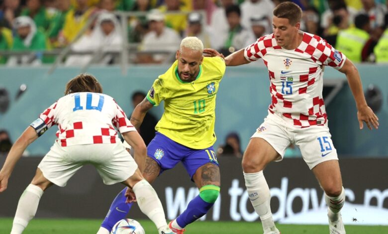 World Cup quarterfinal between Croatia and Brazil