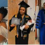 Amazing scenes as American university brings certificate to meet scholar who gave birth to a boy on her graduation day