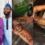 Reaction trails as Davido and Chioma get tattoos of each other’s name on their ring finger [Video]