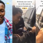 Moment Zinoleesky joined upcoming singer that freestyled for him in public (Video)