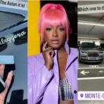 DJ Cuppy shows off her billionaire father's new Rolls Royce and Aston Martin in Monaco, saying, "It's so large and beautiful."